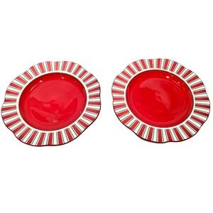 Pier 1 Candy Cane Salad Dessert Plates (2)